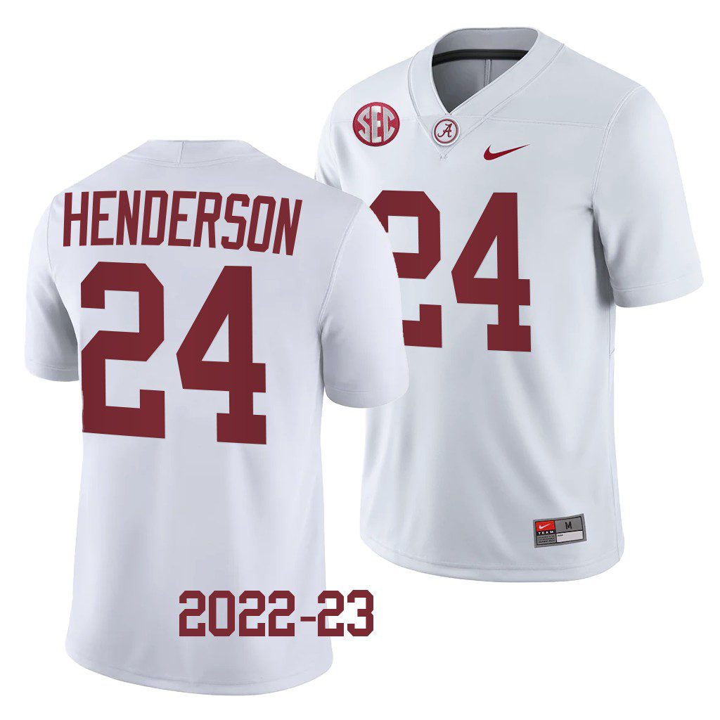 Men's Alabama Crimson Tide Emmanuel Henderson #24 2022-23 White NCAA College Football Jersey